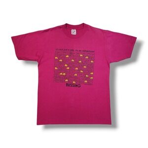 Vintage Jerzees‎ Bussing It's Not A Job It's An Adventure T-Shirt Pink Size M
